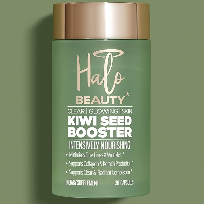 Kiwi Seed Booster Skin Supplement Starter Bundle - 60-Day Supply with Bottle & Eco-Friendly Refill - Vegan Skin Vitamin for Anti-Aging, Hydration & Collagen Support