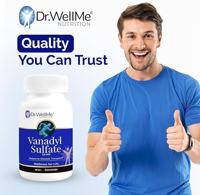 Dr.WellMe Vanadyl Sulfate Supplement 10 mg – 2 x 100 Tablets – Non-GMO, Gluten-Free Tablets
