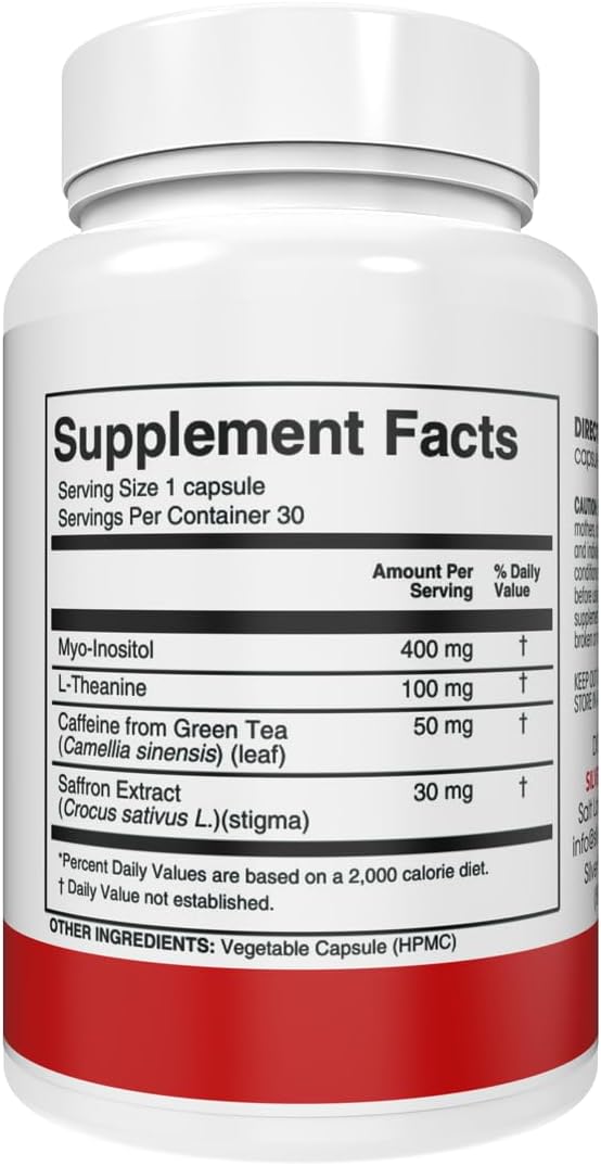 Silver Fern Stress Complex Supplement - with Caffeine - Sleep, Worry, Mood & More - with Saffron Supplements, L-Theanine Supplement, and Myo-inositol - Natural Stress Relief Supplement - 30 Servings