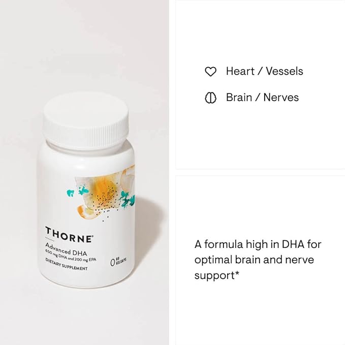 THORNE Advanced DHA - 650 mg DHA and 200 mg of EPA - Supports Healthy Brain Aging and Nerve Function* - 60 gelcaps