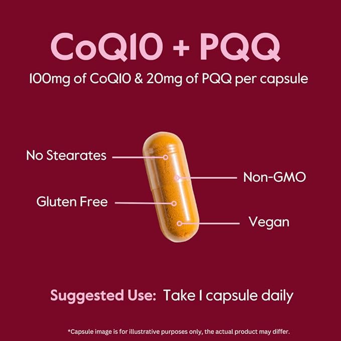 BESTVITE Coq10 100mg w/PQQ 20mg (120 Veggie Caps) - No Stearates - Vegan - Non GMO - Gluten Free - Coq10 with PQQ