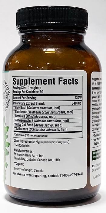 Strest® Capsules (5:1 Powder Extract) Stress Relief Supplements 90 Capsules | One-Month Supply Organic Herbs Ashwagandha Holy Basil Rhodiola Siberian Ginseng Oat Schisandra