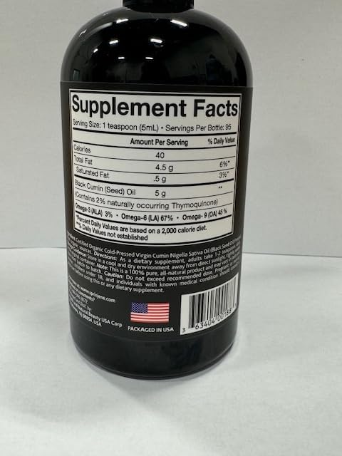 SprinJene Naturalยฎ 100% Pure Organic Black Seed Oil Cold Pressed for Oral Wellness, Nigella Sativa Black Seed Oil, Black Cumin Seed Oil Organic, Omega 3 6 9, Nourishes Skin, Supports Joint, 16 fl oz