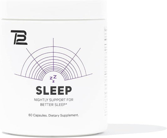 TB12 Sleep - Sleep Supplement with Magnesium, L-Theanine, Chamomile, GABA, and Melatonin to Fall Asleep Faster, Promote Relaxation, and Improve Sleep Quality. Stress and Mood Nightly Support