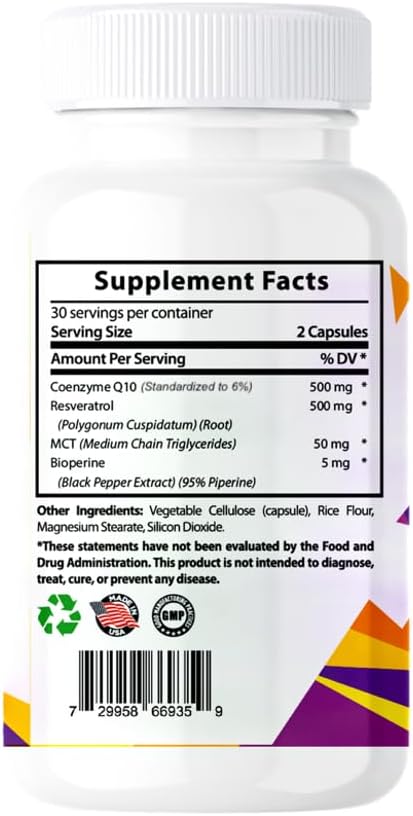 CoQ10 Powerful Antioxidant (Capsules Coq10+Resveratrol)