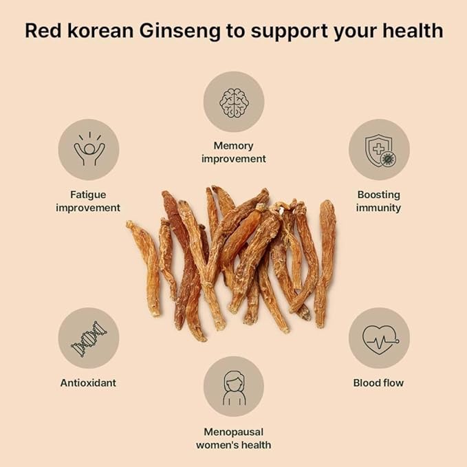 Premium Korean Red Ginseng Sticks Liquid Portable Sticks with Korean Red Ginseng Extract No Preservatives (Ginsenoside 25mg 60P)