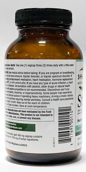 Strest® Capsules (5:1 Powder Extract) Stress Relief Supplements 90 Capsules | One-Month Supply Organic Herbs Ashwagandha Holy Basil Rhodiola Siberian Ginseng Oat Schisandra