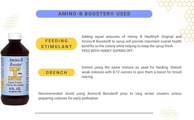 Amino-B Booster 8 oz. Bottle, Liquid Protein Vital for Bee Health