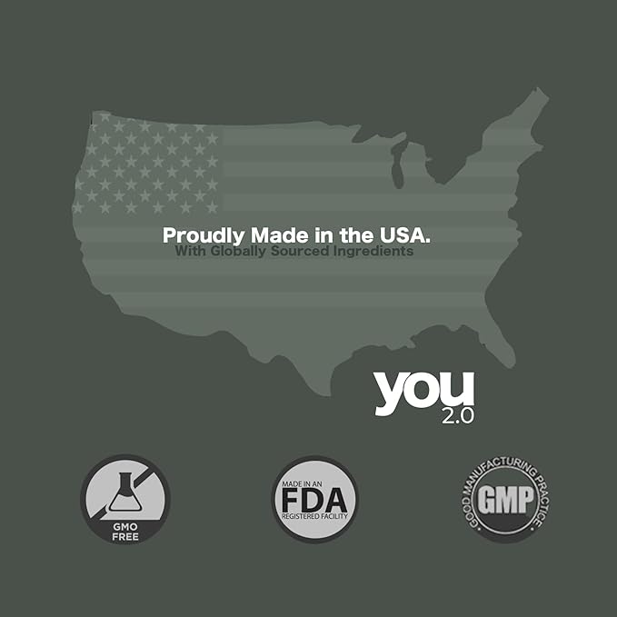 You2.0 Powerhouse Superfood with Seamoss, Shilajit, Ashwagandha, Berberine, Maca, Black Seed Oil, Turmeric, Vitamin C, D, B12, K2 - Moringa, Apple Cider, Made in USA for Overall Health & Immunity