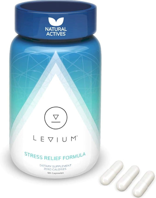 Levium Calming Stress Relief Vitamin Supplement | Natural Mood Boosting Capsules | 90 Count Bottle – 30 Day Supply