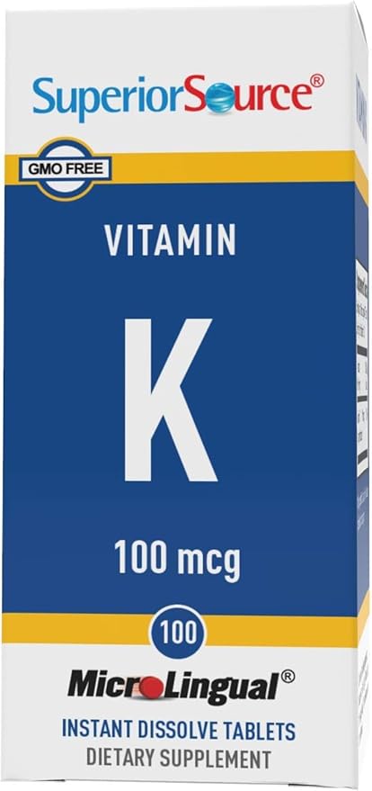 Superior Source Vitamin K 100 mcg - Bone Strength & Health Support Supplement - Vitamin K Supplement Aids Blood Health & Calcium Absorption - 30 Sublingual Dissolving Tablets
