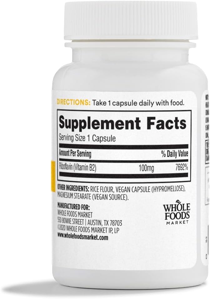 365 by Whole Foods Market, Vitamin B2, 100mg, 100 Vegetable Capsules