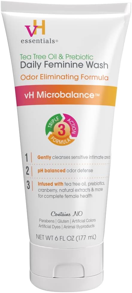 NOW Supplements, Liquid Chlorophyll, Super Concentrated, Internal Deodorizer*,Boost Energy & vH Essentials, Ph Balanced Daily Feminine Wash, Tea Tree Oil & Prebiotic, 6, Fl Oz, (Pack of 1)