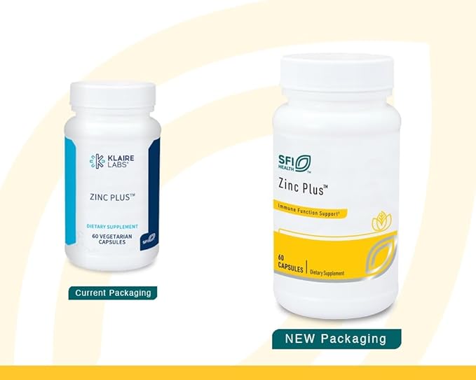 Klaire Labs Zinc Plus Immune Support Supplement - Zinc Citrate with Copper, Vitamin B6 & Vitamin C - Hypoallergenic (60 Capsules)