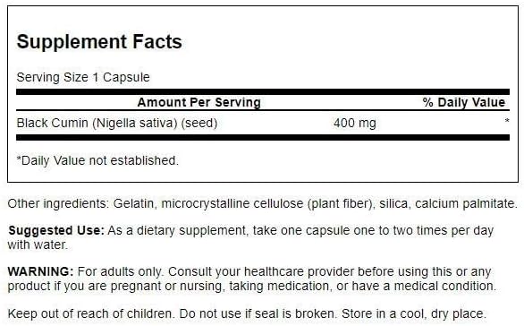 Swanson Full Spectrum Black Cumin Seed 400 Milligrams 60 Capsules