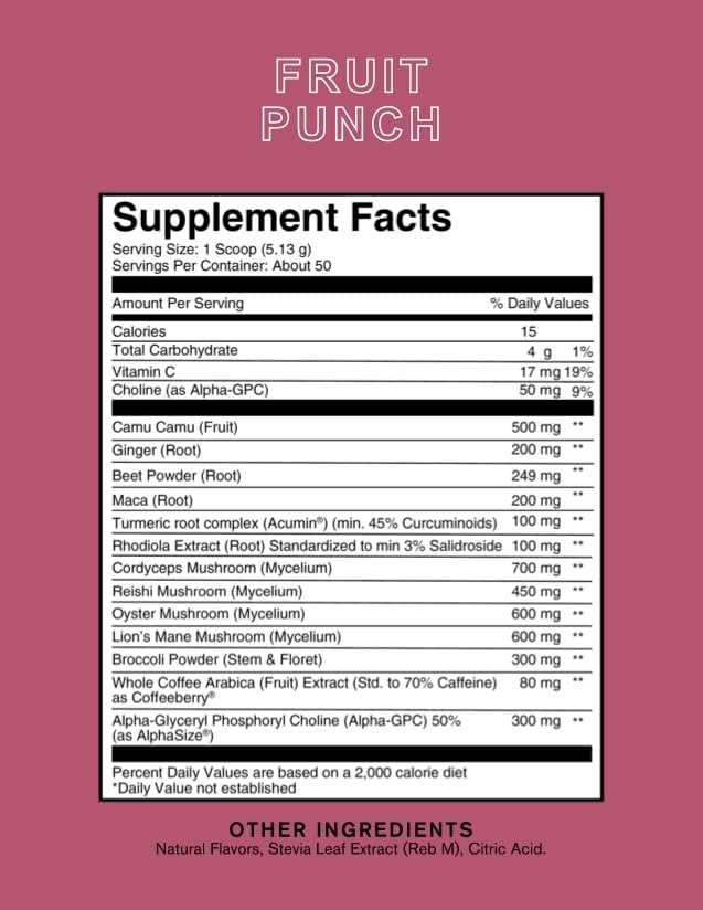 Roots Focus Nootropic Brain Supplement - Fruit Punch & Blackberry Lavender Lemonade- Lions Mane, Cordyceps & Reishi Functional Mushrooms+ Extended-Release Caffeine, 100 Servings