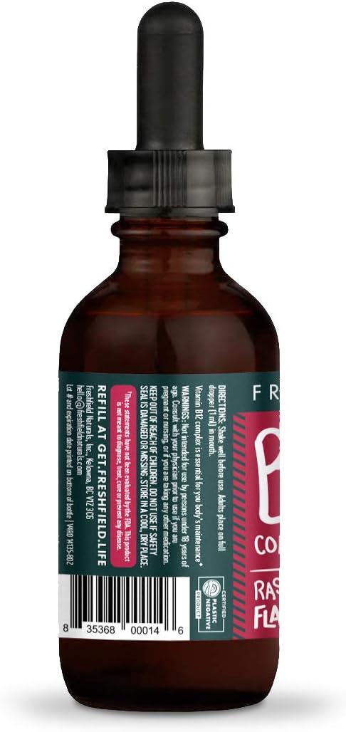 Freshfield B Complex Drops: B12, B2, B3, B5, and B6, Vegan-Friendly Liquid Formula, Enhanced Absorption | 1200 mcg Methylcobalamin | Energize, Elevate Mood, and Support Heart Health