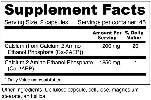 Calcium AEP for Nerves, Cell Membranes (925mg Ca-2-AEP Per Capsule, 90 Capsules)