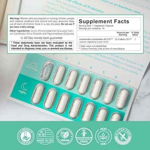 Probiotic Lactose Pills For Long Term Relief - Enjoy Dairy Again - Lactose Intolerance Supplement - Produce Lactase Enzymes in The Gut - Naturally Break Down Lactose (Take for 7 Days - Repeat Monthly)