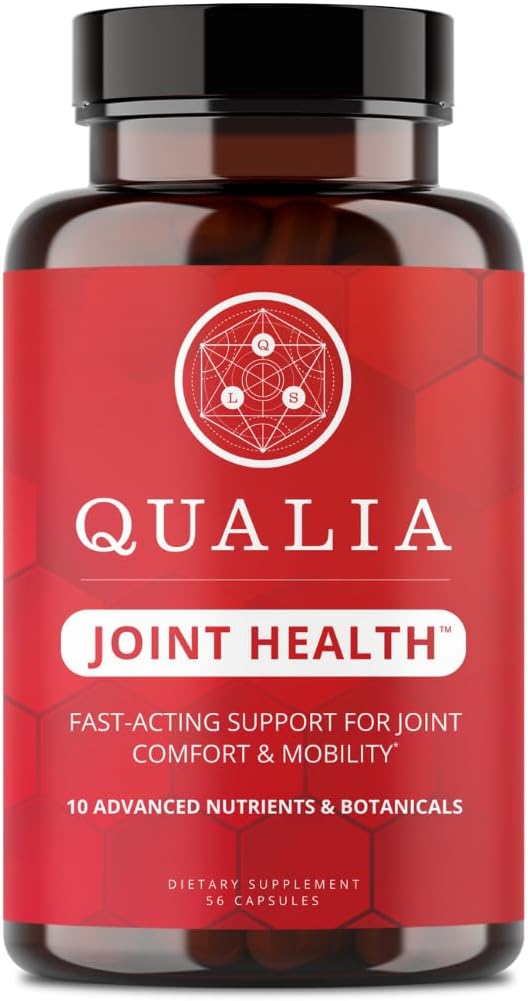 Qualia Joint Health 10 Advanced Joint Health nutrients: denatured Collagen, boswellia, tumeric, Boron, Ginger, L-carnitine. Cartilage Health, Tendon Strength, Healthy Joint Aging (1 Month Supply)