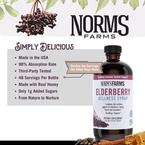 Norm's Farms Black Elderberry Wellness Syrup and Black Elderberry Extract - Natural Immune Support - 2PK 8 Oz. Containers