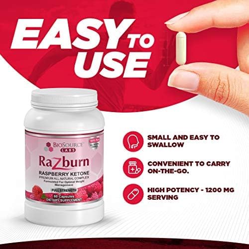 Razburn Weight Management Supplement, Green Tea Extract, Caffeine & Botanical Blend, Energy & Metabolism Support Pills for Men & Women, 60 Capsules