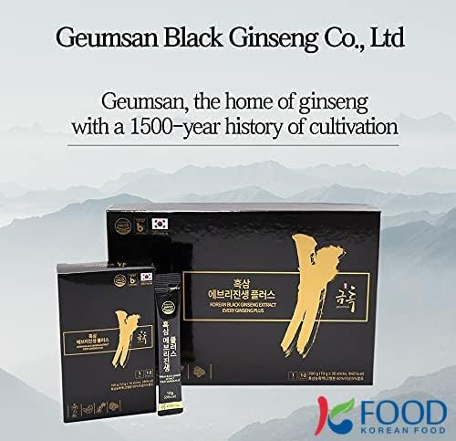 Korean Black Ginseng Extract Every Ginseng Plus. 10g X 30 Stick Pouches. Immune Support, Energy Booster, Fatigue Recovery, Mental Performance. Patented Method.