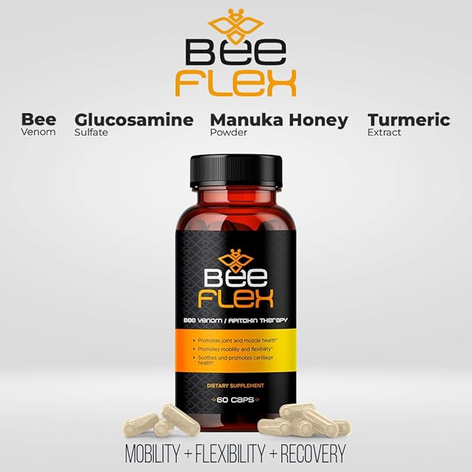 Bee Flex Joint Support Supplements - Glucosamine & Turmeric for Joint & Muscle Health, Enhanced Mobility, Flexibility, and Comfort - Natural Cartilage Support Complex - 60 Capsules (2)