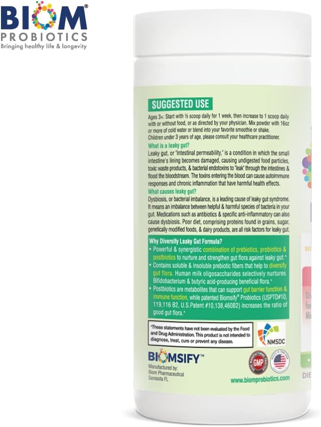 Diversify® Total Gut Health Human Milk Oligosaccharides with prebiotics + Resistant Starch. Precision Probiotic Formula to Help with Leaky Gut. Vegan, Non-GMO Gluten-Free (1 Unit)