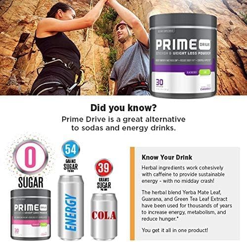 Prime Drive Energy Strawberry Melon Pre Workout Energy Drink Powder, Provides Extreme Energy, Focus and Intensity, Boosts Metabolism 10.2oz (30 Servings)