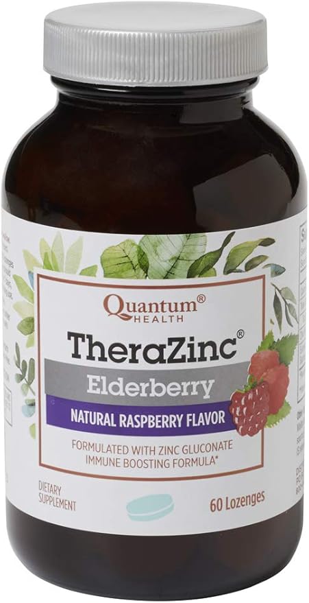 Quantum Health TheraZinc Elderberry Lozenges, Made with Zinc Gluconate for Immune Support, 60 Count