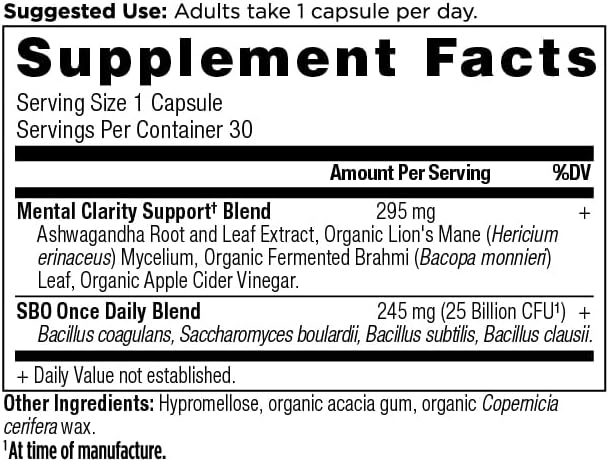Ancient Nutrition Probiotics for Mental Clarity, Once Daily Probiotics 30Ct, Helps Promote Mental Clarity and Concentration, Supports Healthy Energy and More Restful Sleep, 25 Billion CFUs*