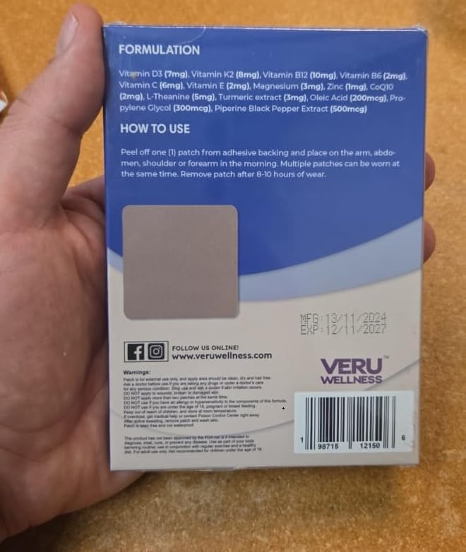 Veru Wellness Duo Lifestyle Patches - Melatonin, Magnesium - Self Adhesive Time Release Topical Patch, 8-10 Hours (32 Day Supply)