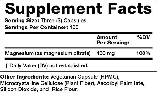 Olympian Labs Magnesium Citrate 400mg - 300 Capsules - Easy Absorbable, Supporting Healthy Bones, Healthy Heart and Calcium Absorption