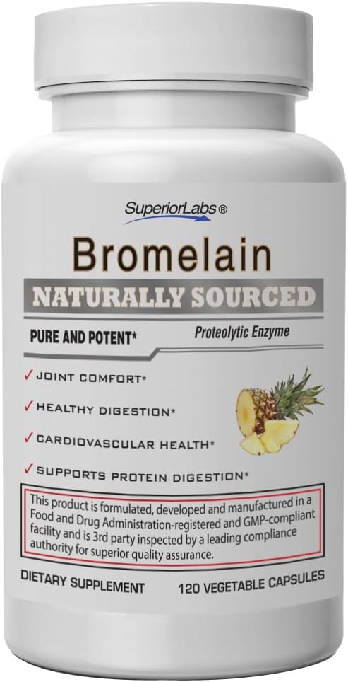 Superior Labs – Bromelain 500mg Supplement – Non GMO, Bromelain Enzyme – 2,400 GDU/Gram – Supports Healthy Digestion – 120 Vcaps