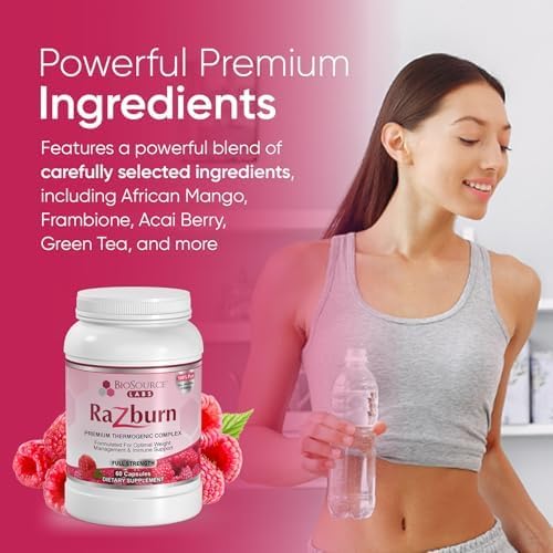 Razburn Weight Management Supplement, Green Tea Extract, Caffeine & Botanical Blend, Energy & Metabolism Support Pills for Men & Women, 60 Capsules
