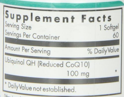 Nutricology CoQH-CF Ubiquinol 100mg Supplement - Un-Oxidized CoQ10, Supports Cardiovascular Health, Immune System Support, Stable, Bioavailable, Softgels - 60 Count