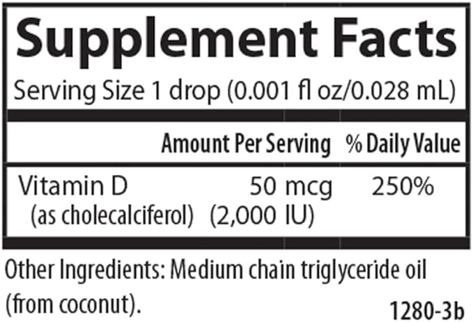 Carlson - Super Daily D3, Vitamin D Drops, 2,000 IU per Drop, 1-Year Supply, Vitamin D3 Liquid, Heart & Immune Health, Vegetarian, Liquid Vitamin D Drops, Unflavored, 365 Drops
