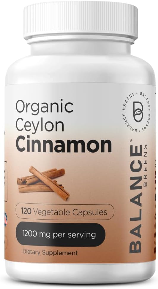 Balance Breens Organic Ceylon Cinnamon 1200mg + Pure Hyaluronic Acid 250mg with Vitamin C 50mg Supplement Combo