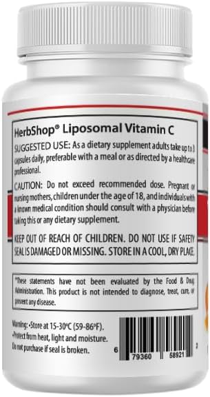 Doctor's Blend HerbShop Liposomal Vitamin C Capsules, 2100mg, Sunflower Lecithin, 180 Capsules, 60-Day Supply, Immune & Antioxidant Support