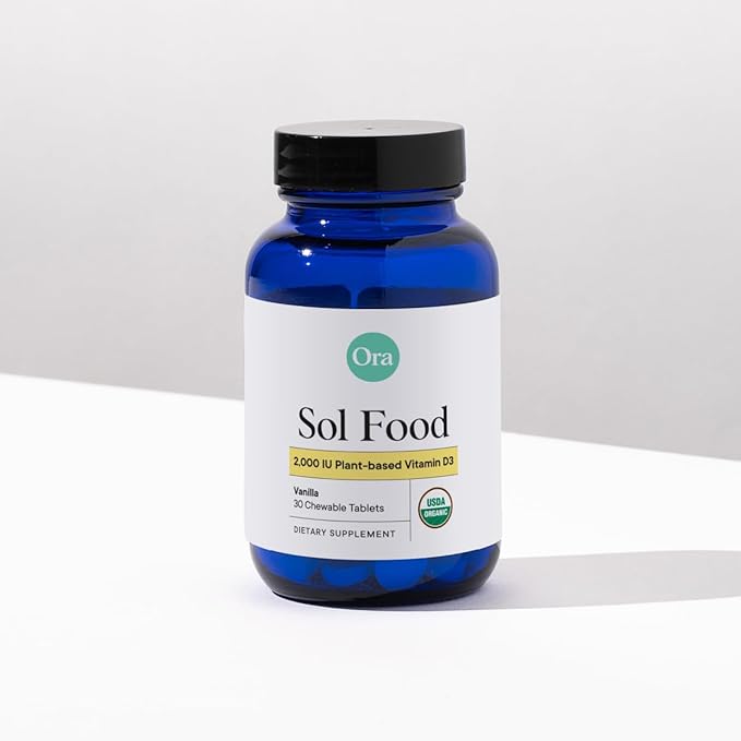 Ora Organic Vitamin D3 2000IU - Vegan Vitamin D Chewables from Lichen for Bone Health, Immune Support, & Mood | Maximum Absorption - 1 Month Supply, 30 Vegan Chewable Vanilla Tablets