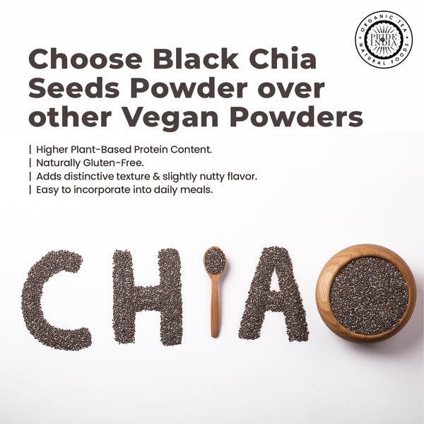 Pride Of India - PACK of 6 - Natural Black Chia Seeds - Omega-3 & Fiber Superfood, 1.25 Pound (20oz) Jar