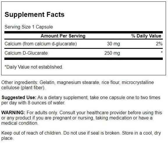 Swanson Calcium D-Glucarate 250 Milligrams 60 Capsules