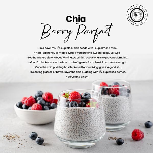 Pride Of India - PACK of 6 - Natural Black Chia Seeds - Omega-3 & Fiber Superfood, 1.25 Pound (20oz) Jar