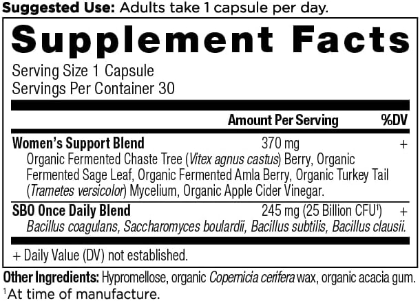 Ancient Nutrition Probiotics for Women, Once Daily Women's Probiotics 30ct, Digestive Support and Reduces Occasional Bloating, Made with Chaste Tree Berry and Amla Berry, 25 Billion CFUs*