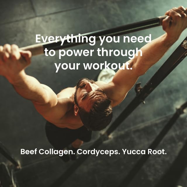 Hydrolyzed Beef Collagen Peptides Powder with Cordyceps & Yucca Root - Supports Muscle Recovery, Gut & Joint Health - Mango Flavor Protein Powder, 10oz