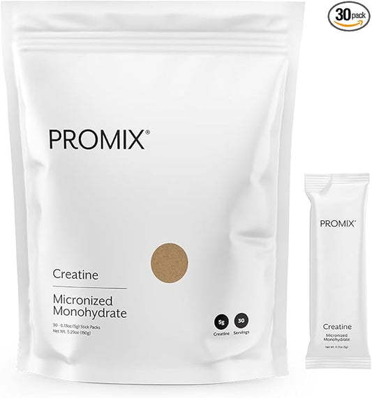 ProMix Nutrition Creatine Monohydrate Travel Packs, 5g of micronized Clean Creatine for Men and Women, Supports Muscle Growth & Recovery, Vegan - 30 Servings (Pack of 30)
