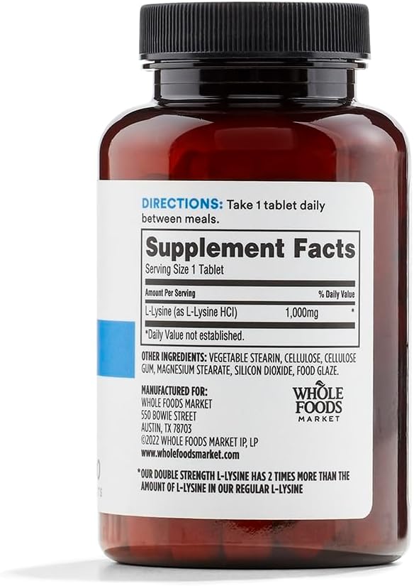 Whole Foods Market, L-Lysine Double Strength, 100 ct (Pack of 2)