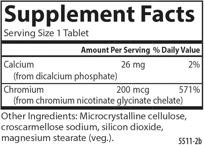 Carlson Chelated Chromium 200 mcg Superior Absorption - Healthy Metabolism Energy Production & Optimal Wellness - 100 Tablets