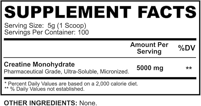 Man Sports 100% Pure Creatine Monohydrate Powder, Neutral, 500 Gram - 100 Servings